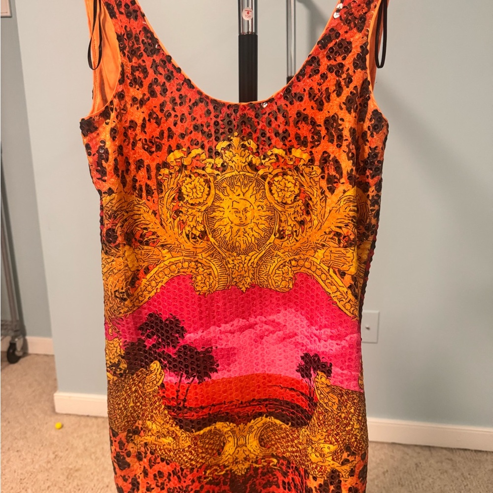 Versace for H&M Orange and Pink Dress Limited Edition- Excellent Condition